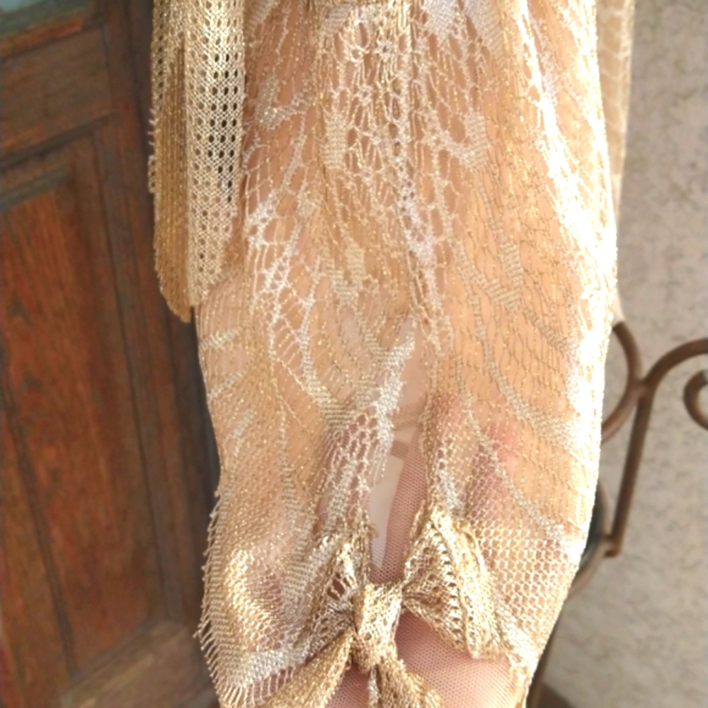 ANNA SUI Gold lace top - Picture 5 of 7